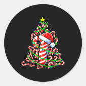 Candy Cane Christmas Tree Lights Santa  Ronde Sticker (Voorkant)