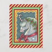 CANDY CANE CHRISTMAS UNICORN, HOLIDAY PONY FANTASY BRIEFKAART (Voorkant)