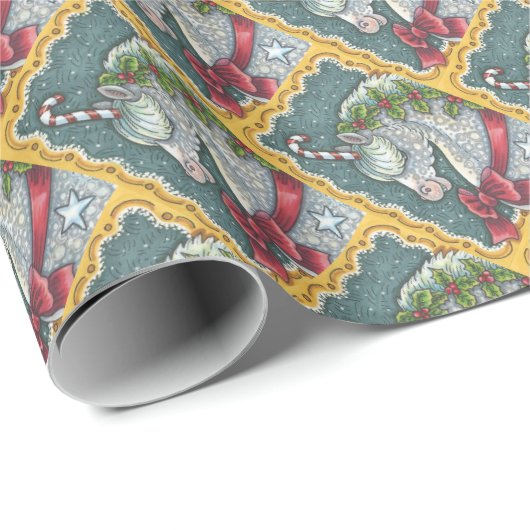 CANDY CANE CHRISTMAS UNICORN, HORSGEWRAPPINGSPAPIE CADEAUPAPIER (Rol Hoek)