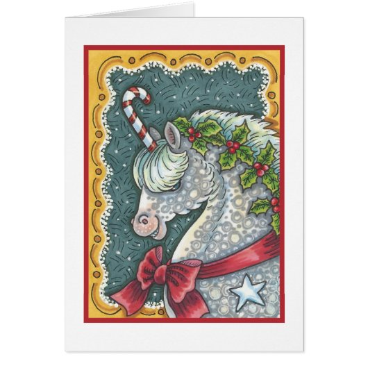 CANDY CANE CHRISTMAS UNICORN WENSKAART B (Voorkant)