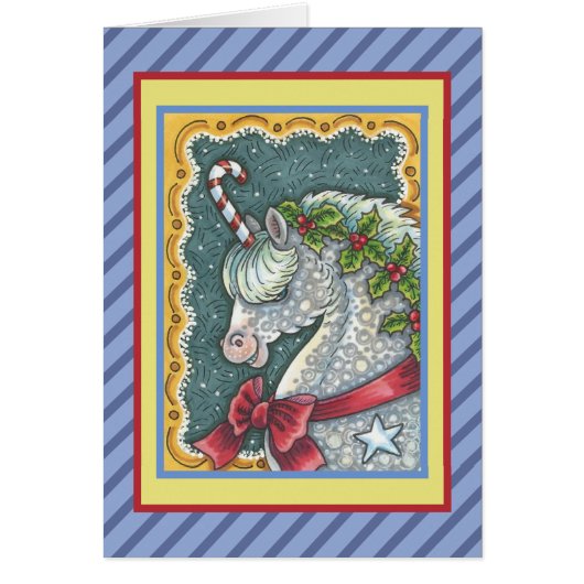 CANDY CANE CHRISTMAS UNICORN WENSKAART V (Voorkant)