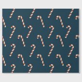 Candy Cane Christmas Wrapping Paper op Donkerblauw Cadeaupapier (Vlak)