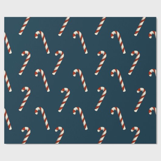 Candy Cane Christmas Wrapping Paper op Donkerblauw Cadeaupapier (Vlak)
