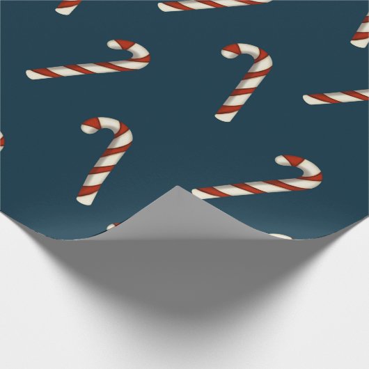Candy Cane Christmas Wrapping Paper op Donkerblauw Cadeaupapier (Hoek)
