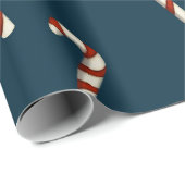 Candy Cane Christmas Wrapping Paper op Donkerblauw Cadeaupapier (Rol Hoek)