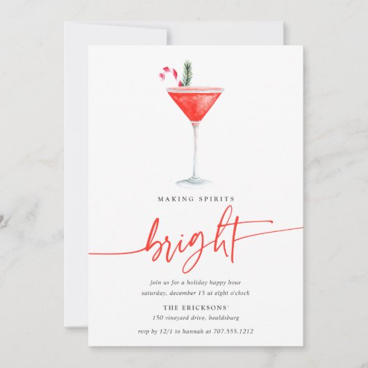 Candy Cane Cocktail | Feestdag Kaart (Voorkant)