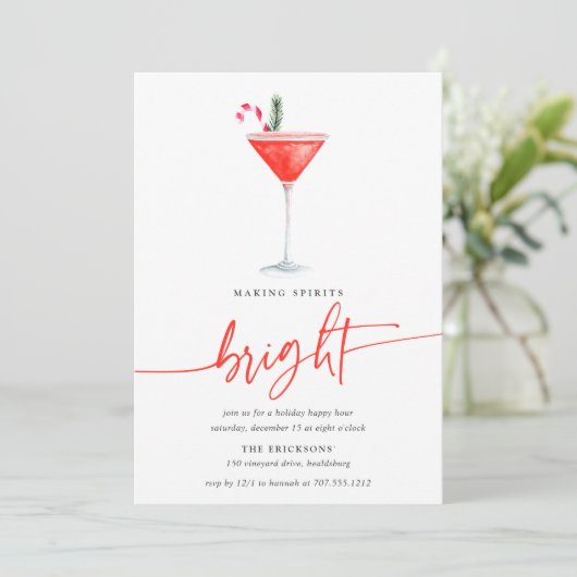 Candy Cane Cocktail | Feestdag Kaart (Staand voorkant)