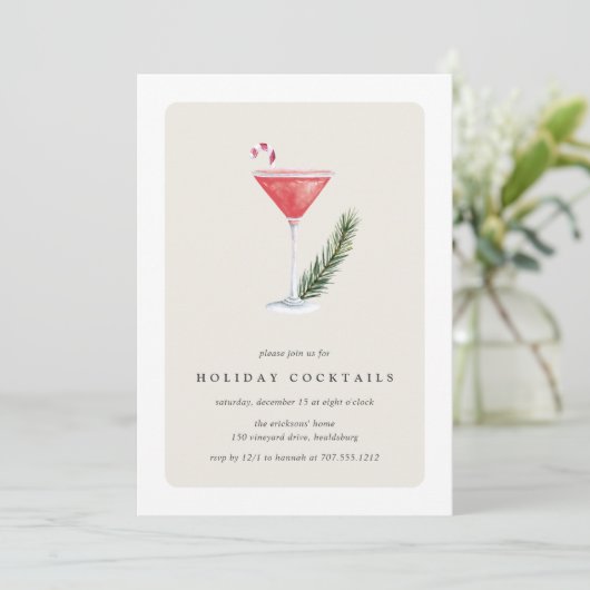 Candy Cane Cocktail | Feestdag Kaart (Staand voorkant)