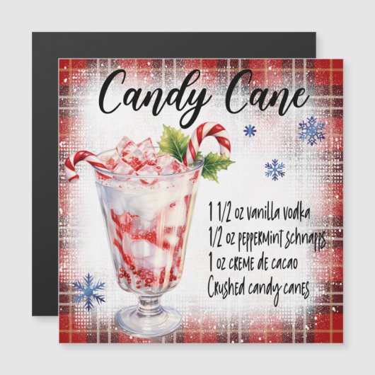 Candy Cane Cocktail Magnetische Kaart (Voorkant / Achterkant)