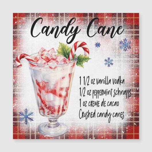 Candy Cane Cocktail Magnetische Kaart (Voorkant)