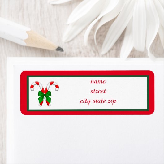 Candy Cane Colorful Kerstreendement Etiket (Insitu)