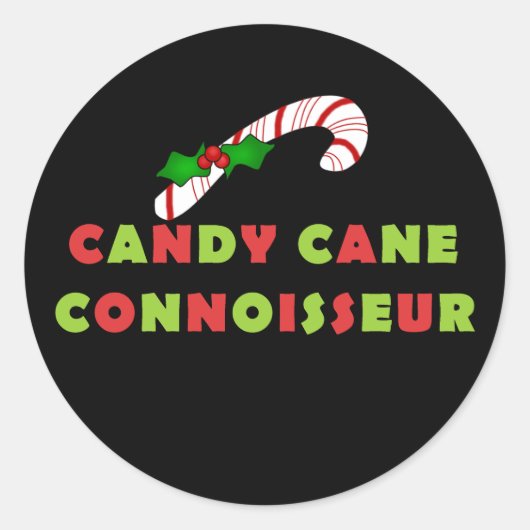 Candy Cane Connoisseur Grappige vakantie Ronde Sticker (Voorkant)