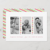 Candy Cane Cool Drie Foto Vakantie Kaart (Voorkant / Achterkant)