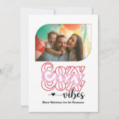 Candy Cane Cozy Vibes Only Kerstfoto Feestdagenkaart (Voorkant)