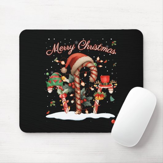 Candy Cane Crew Christmas Elf Hat Santa Holiday De Muismat (Met muis)