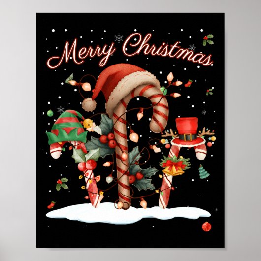 Candy Cane Crew Christmas Elf Hat Santa Holiday De Poster (Voorkant)