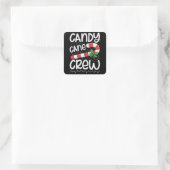 Candy Cane Crew Christmas Family Kerstvakantie Vierkante Sticker (Tas)