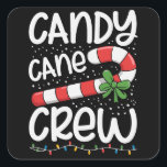 Candy Cane Crew Christmas Family Kerstvakantie Vierkante Sticker<br><div class="desc">Candy Cane Crew Christmas Family Kerstvakantie</div>