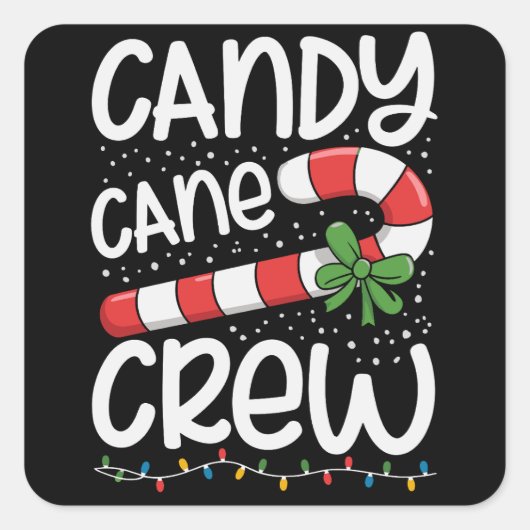 Candy Cane Crew Christmas Family Kerstvakantie Vierkante Sticker (Voorkant)