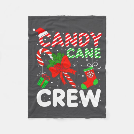 Candy Cane Crew Christmas Funny Xmas Matching Fami Fleece Deken (Voorkant)