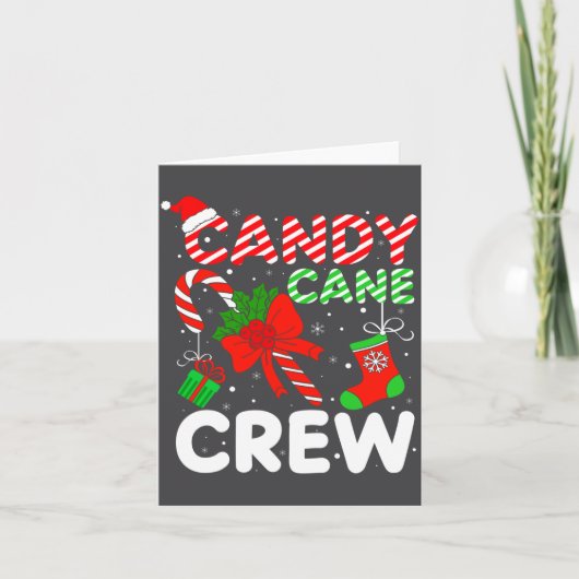 Candy Cane Crew Christmas Funny Xmas Matching Fami Kaart (Voorkant)