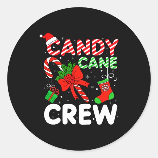 Candy Cane Crew Christmas Funny Xmas Matching Fami Ronde Sticker (Voorkant)