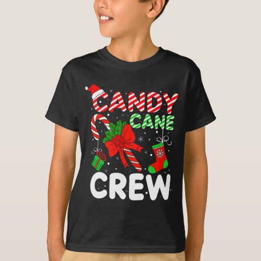 Candy Cane Crew Christmas Funny Xmas Matching Fami T-shirt (Voorkant)