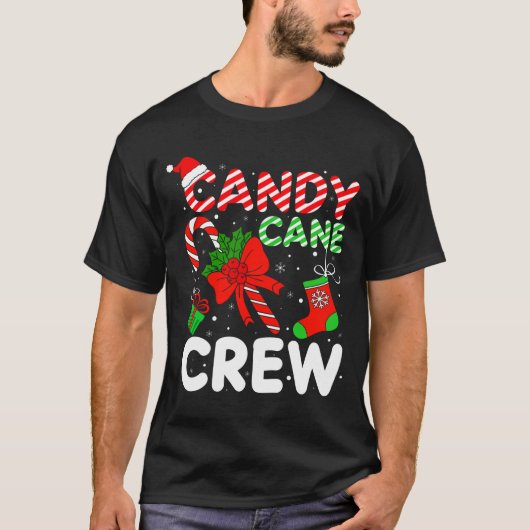 Candy Cane Crew Christmas Funny Xmas Matching Fami T-shirt (Voorkant)