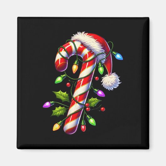 Candy Cane Crew Christmas Light Familie Kerstman Magneet (Voorkant)
