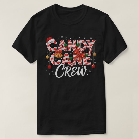 Candy Cane Crew Christmas T-Shirt – Festive Red (Design voorkant)