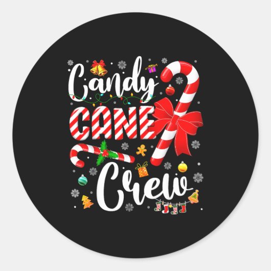 Candy Cane Crew Christmas Xmas Love Candy Boys Gir Ronde Sticker (Voorkant)