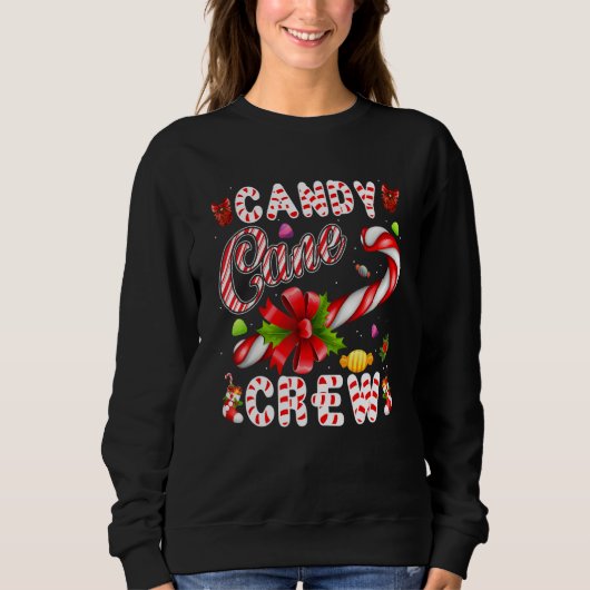 Candy Cane Crew Family Christmas Matching Group Ou Trui (Voorkant)