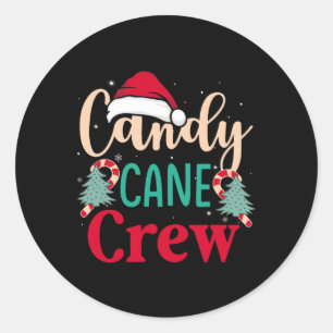 Candy Cane Crew Fun Christmas Snoep Lover Xmas Wom Ronde Sticker