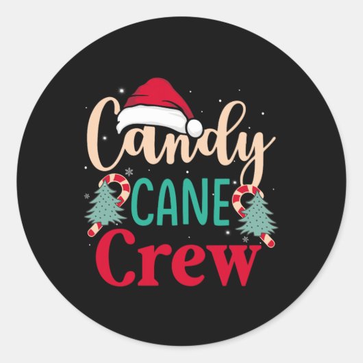 Candy Cane Crew Fun Christmas Snoep Lover Xmas Wom Ronde Sticker (Voorkant)