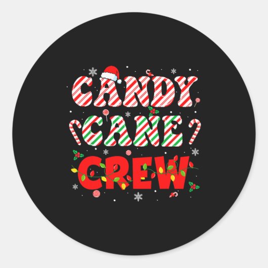 Candy Cane Crew Funny Christmas Holiday Family Men Ronde Sticker (Voorkant)