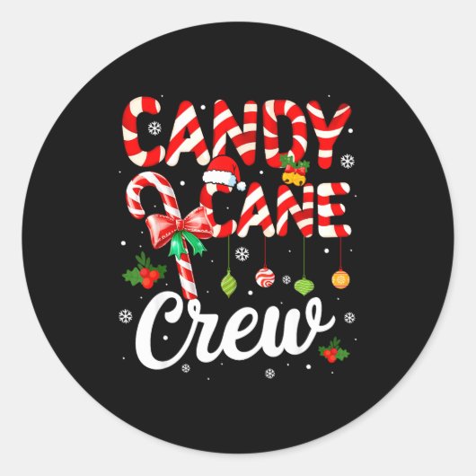 Candy Cane Crew Funny Christmas Holiday Family Men Ronde Sticker (Voorkant)
