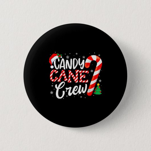 Candy Cane Crew Funny Xmas Christmas Pajamas Men W Ronde Button 5,7 Cm (Voorkant)