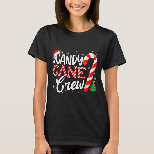Candy Cane Crew Funny Xmas Christmas Pajamas Men W T-shirt (Voorkant)