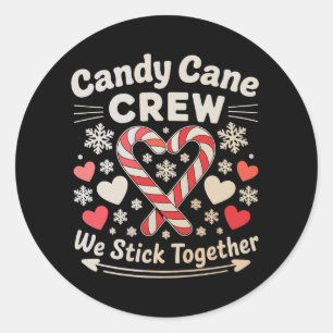 Candy Cane Crew Hart Kerst Overeenkomstige Familie Ronde Sticker