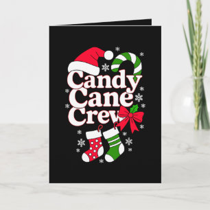 Candy Cane Crew Kerst Santa Hoed Sneeuwvlok Kaart