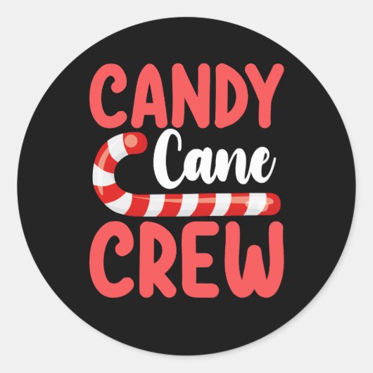 Candy Cane Crew Kerstmis Familie Vakantie Pyjama Ronde Sticker (Voorkant)