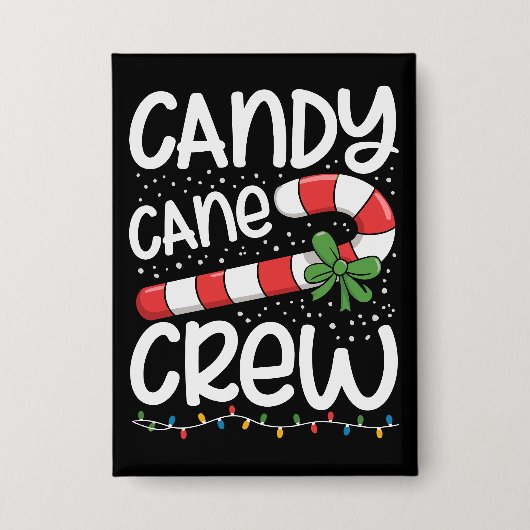 Candy Cane Crew Kerstmis Familie Xmas Vakantie Button (Voorkant)