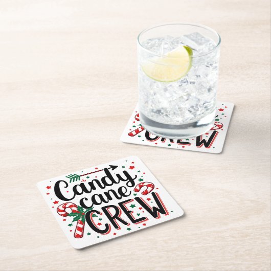 Candy Cane Crew Kerstsnack Matching Cousins Kartonnen Onderzetters (Insitu)