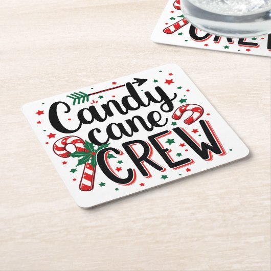 Candy Cane Crew Kerstsnack Matching Cousins Kartonnen Onderzetters (Schuin)