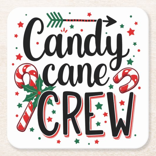 Candy Cane Crew Kerstsnack Matching Cousins Kartonnen Onderzetters (Voorkant)