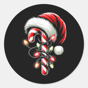 Candy Cane Crew Kerstverlichting Familie Matching Ronde Sticker