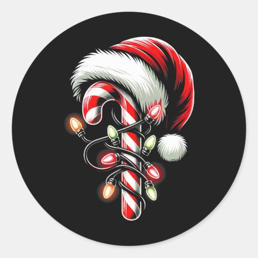 Candy Cane Crew Kerstverlichting Familie Matching  Ronde Sticker (Voorkant)