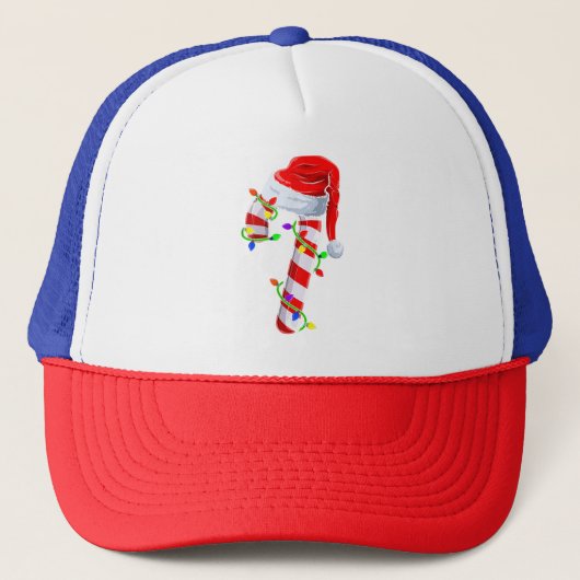 Candy Cane Crew Kerstverlichting Familie Matching Trucker Pet (Voorkant)