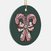 Candy Cane Crew Preppy Christmas Holiday  Keramisch Ornament (Rechts)
