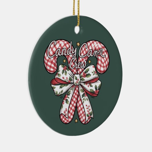 Candy Cane Crew Preppy Christmas Holiday Keramisch Ornament (Rechts)